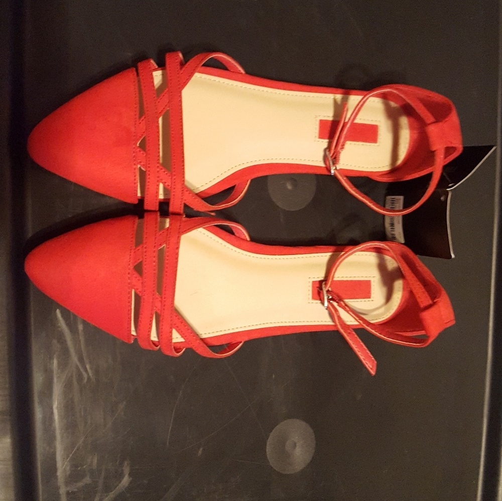 Red suede flats